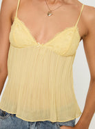 Lavinque Tops Top à Bretelles Jaune Pastel | Fluide & Léger | Décolleté Féminin
