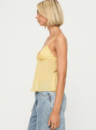 Lavinque Tops Top à Bretelles Jaune Pastel | Fluide & Léger | Décolleté Féminin