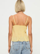 Lavinque Tops Top à Bretelles Jaune Pastel | Fluide & Léger | Décolleté Féminin