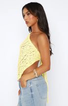Lavinque Tops Top Asymétrique Dentelle Jaune | Une Épaule | Chic & Estival