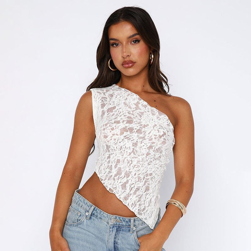 Lavinque Tops Top Asymétrique en Dentelle | Dos Nu | Élégant et Tendance
