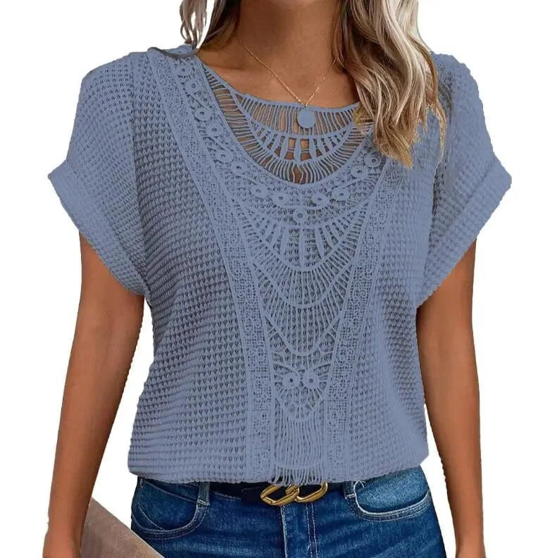 Lavinque Tops Top en Tricot | Dentelle Délicate | Élégance Bohème