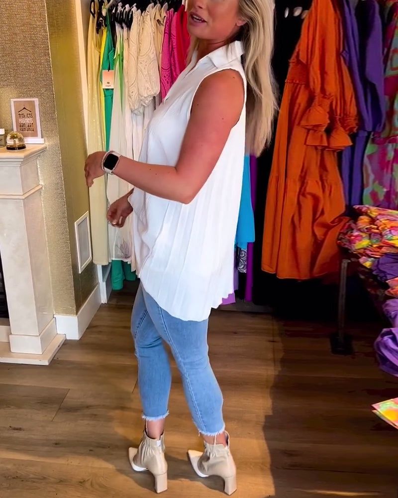 Lavinque Tops Top Sans Manches Femme | Fluide & Chic | Col Chemise