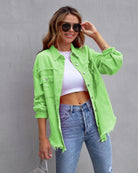 Lavinque Tops Vert pomme / S Surchemise Oversize en Velours | Confort | Tendance et Décontractée