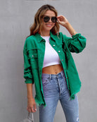Lavinque Tops Vert / S Surchemise Oversize en Velours | Confort | Tendance et Décontractée