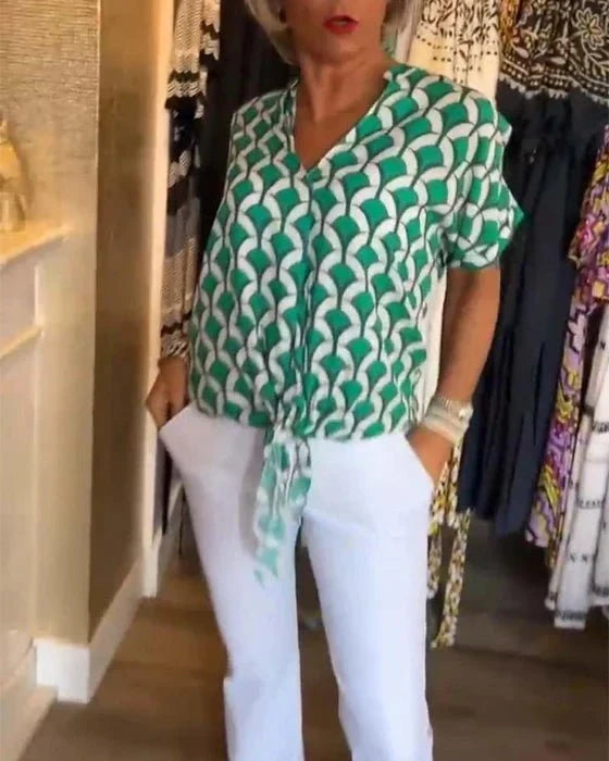 Lavinque Tops Vert / S Top Femme | Fluide & Léger | Imprimé Graphique