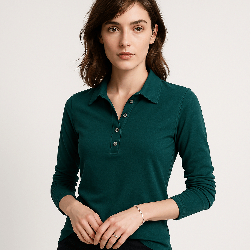 Lavinque Tops Vert / XS Polo Chic Femme | Coton Stretch | Élégant et Décontracté