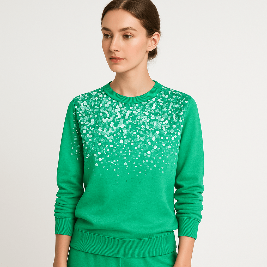 Lavinque Tops Vert / XS Sweat Pailleté Femme | Col Rond | Brillance Élégante