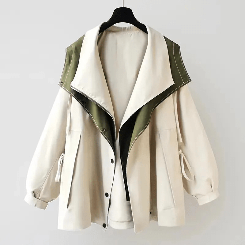 Lavinque Trenchcoat Blanc / M Veste Oversize Bicolore | Élégance Décontractée | Style Urbain et Chic