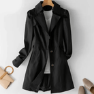 Lavinque Trenchcoat Noir / M Trench-Coat Classique Femme | Intemporel | Chic et Élégant
