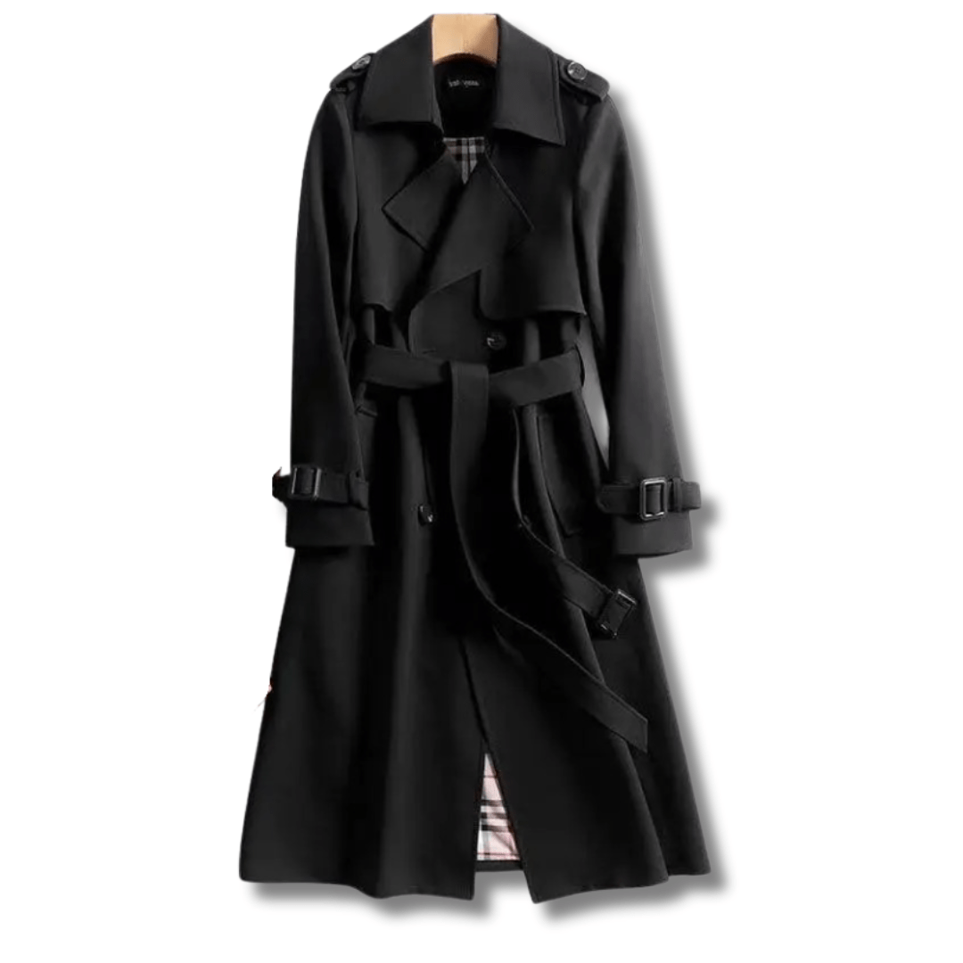 Lavinque Trenchcoat Noir / S Trench-Coat Long | Chic & Intemporel | Parfait pour la Mi-Saison