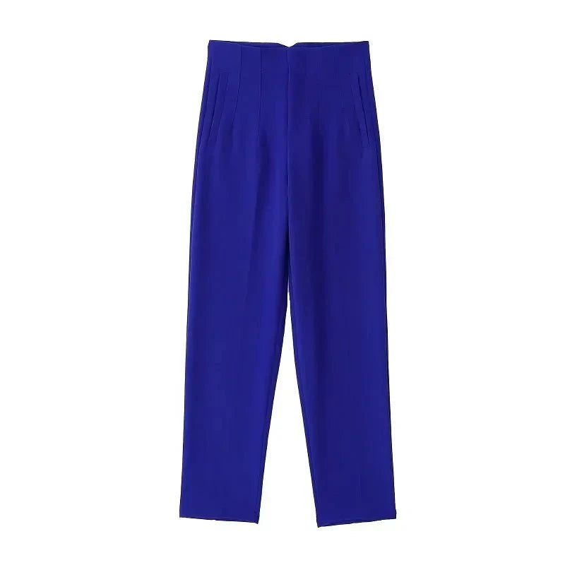 Lavinque Trousers Bleu Profond / XS Pantalon Chino Beige | Taille Haute | Classique et Élégant