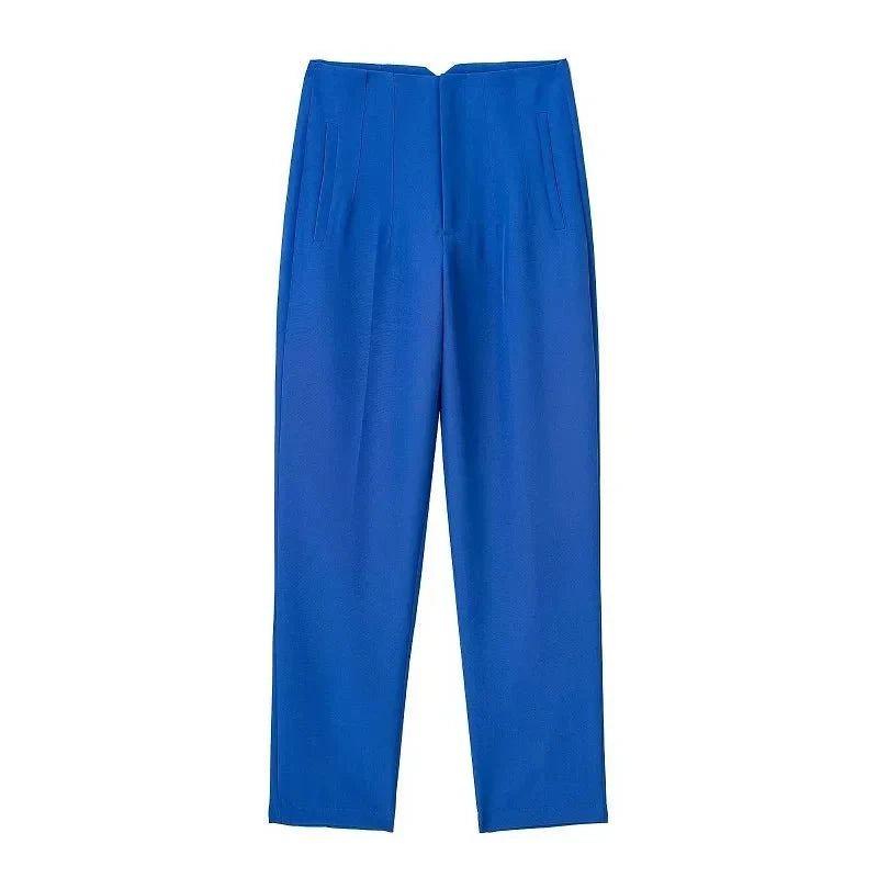 Lavinque Trousers Bleu Velours / XS Pantalon Chino Beige | Taille Haute | Classique et Élégant