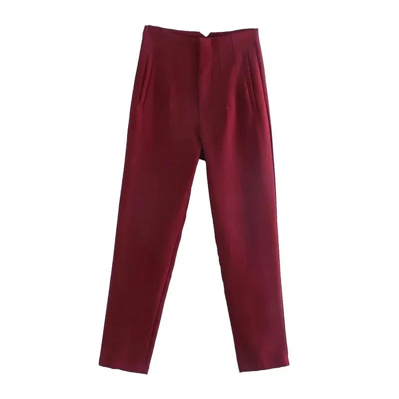 Lavinque Trousers Bordeaux / XS Pantalon Chino Beige | Taille Haute | Classique et Élégant