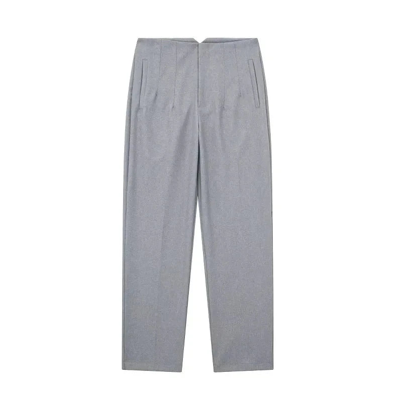 Lavinque Trousers Gris Clair / XS Pantalon Chino Beige | Taille Haute | Classique et Élégant
