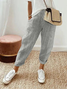 Lavinque Trousers Gris Clair / XS Pantalon Décontracté à Rayures | Coton Léger | Casual et Confortable