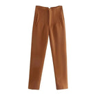 Lavinque Trousers Marron / XS Pantalon Chino Beige | Taille Haute | Classique et Élégant