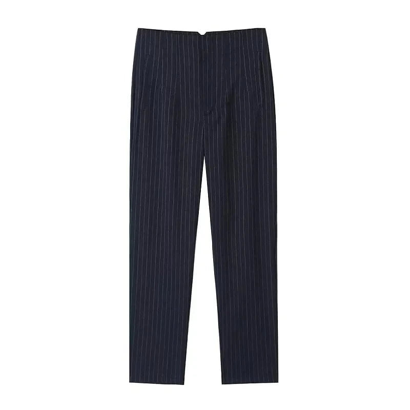 Lavinque Trousers Noir Rayé / XS Pantalon Chino Beige | Taille Haute | Classique et Élégant