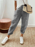 Lavinque Trousers Noir / XS Pantalon Décontracté à Rayures | Coton Léger | Casual et Confortable