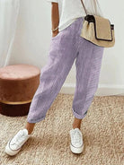 Lavinque Trousers Pourpre / XS Pantalon Décontracté à Rayures | Coton Léger | Casual et Confortable