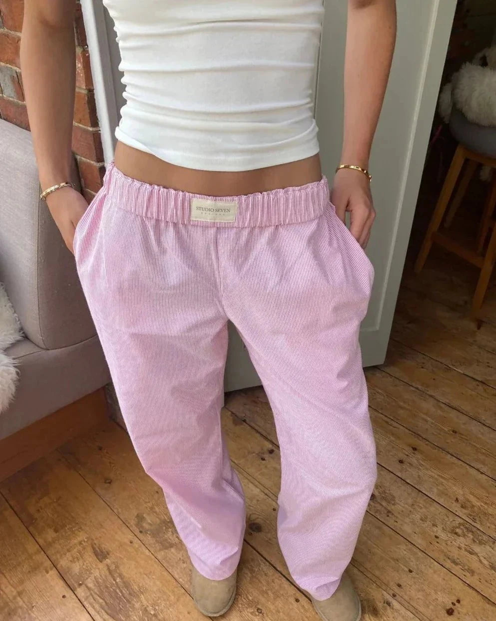 Lavinque Trousers Rose / XS Pantalon Décontracté Rose | Taille Élastique | Doux et Confortable