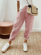 Lavinque Trousers Rouge / XS Pantalon Décontracté à Rayures | Coton Léger | Casual et Confortable