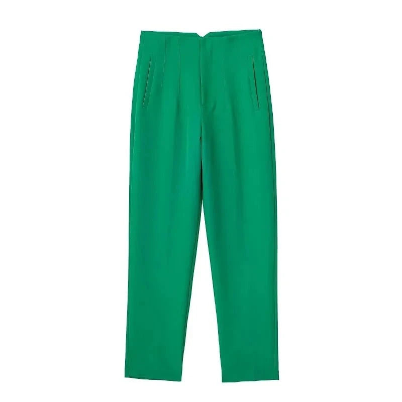 Lavinque Trousers Vert Clair / XS Pantalon Chino Beige | Taille Haute | Classique et Élégant