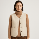 Lavinque Vest Beige / S Gilet Sherpa Sans Manches | Blanc Cassé | Douillet et Décontracté