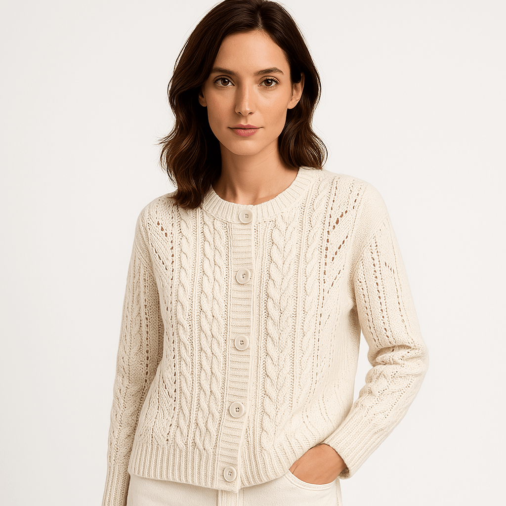 Lavinque Vest Blanc / XS Gilet Bohème à Torsades | Tricot Ajouré | Confort Décontracté & Élégant