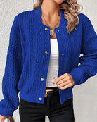 Lavinque Vest Bleu / S Blouson Tricoté à Boutons | Style Casual Chic | Chaleur et Élégance