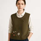 Lavinque Vest Gilet Sans Manches Brodé | Style Bohème | Coupe Ample & Détails Noués