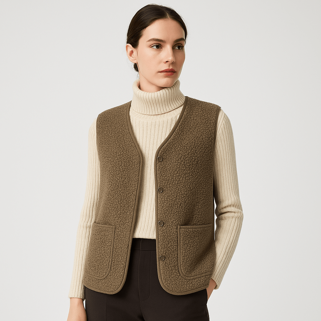Lavinque Vest Gilet Sherpa Sans Manches | Blanc Cassé | Douillet et Décontracté