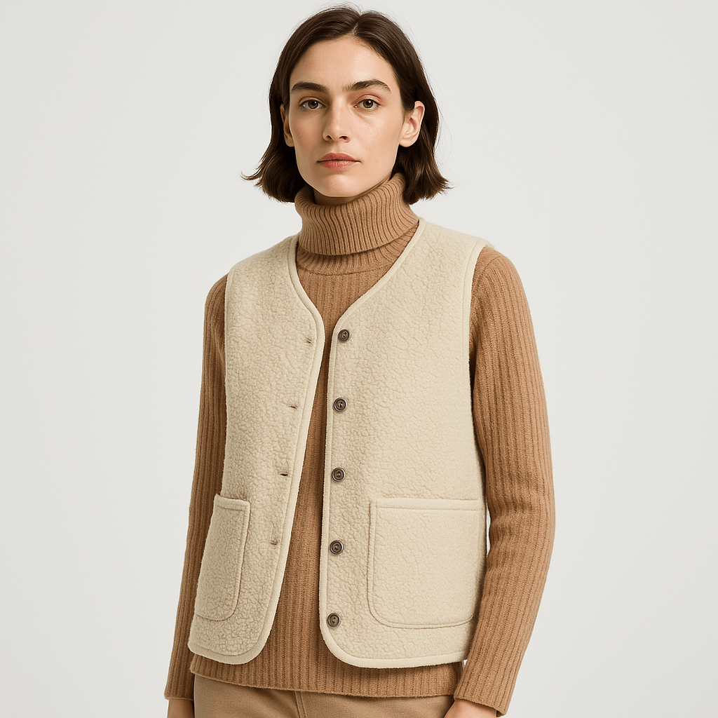 Lavinque Vest Gilet Sherpa Sans Manches | Blanc Cassé | Douillet et Décontracté