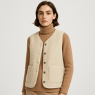 Lavinque Vest Gilet Sherpa Sans Manches | Blanc Cassé | Douillet et Décontracté