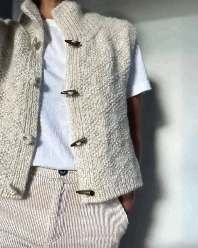 Lavinque Vest Gilet Tricoté | Boutons en Bois | Style Authentique et Chaleureux
