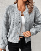 Lavinque Vest Gris / S Blouson Tricoté à Boutons | Style Casual Chic | Chaleur et Élégance