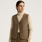 Lavinque Vest Kaki / S Gilet Sherpa Sans Manches | Blanc Cassé | Douillet et Décontracté