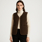 Lavinque Vest Marron / S Gilet Sherpa Sans Manches | Blanc Cassé | Douillet et Décontracté