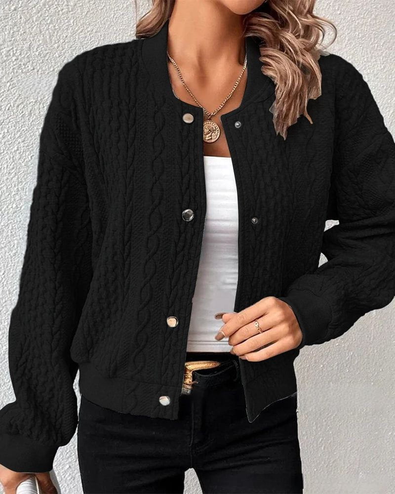 Lavinque Vest Noir / S Blouson Tricoté à Boutons | Style Casual Chic | Chaleur et Élégance