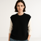 Lavinque Vest Noir / XS Pull Sans Manches Maille Torsadée | Acrylique | Élégance Décontractée