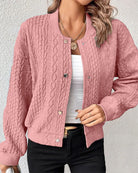 Lavinque Vest Rose / S Blouson Tricoté à Boutons | Style Casual Chic | Chaleur et Élégance