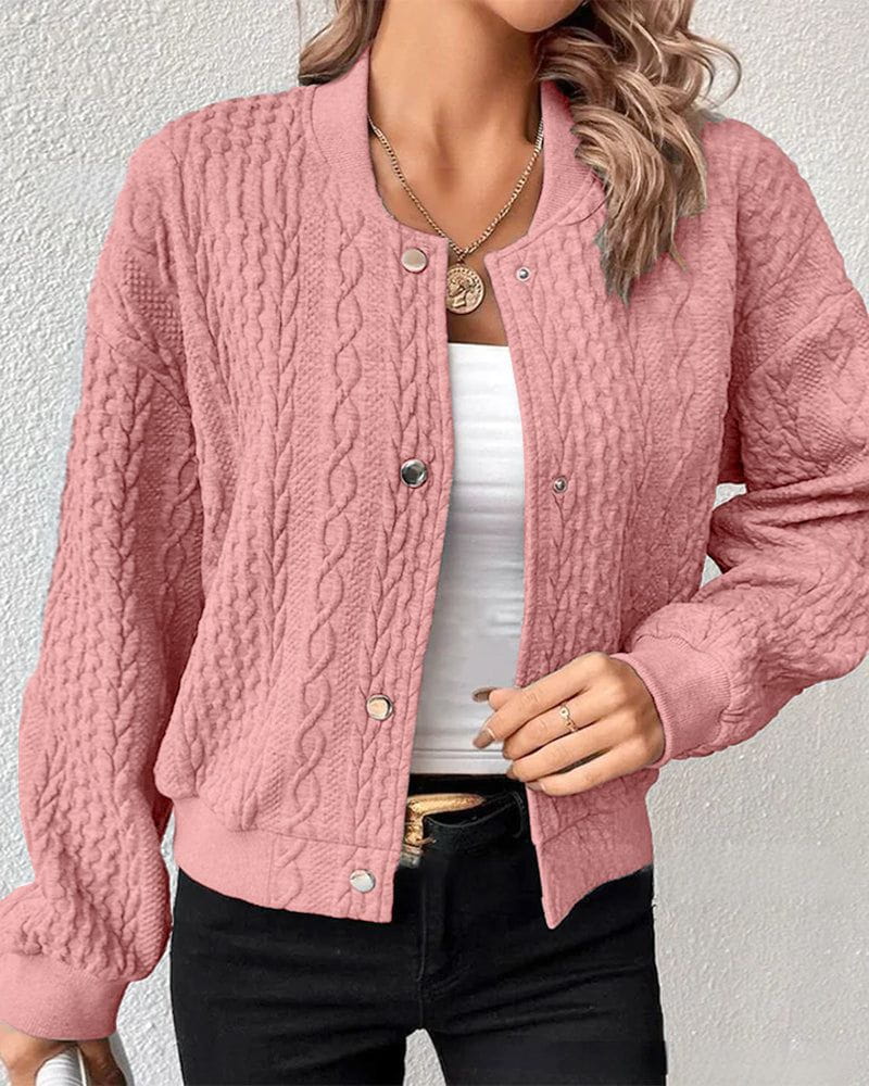Lavinque Vest Rose / S Blouson Tricoté à Boutons | Style Casual Chic | Chaleur et Élégance