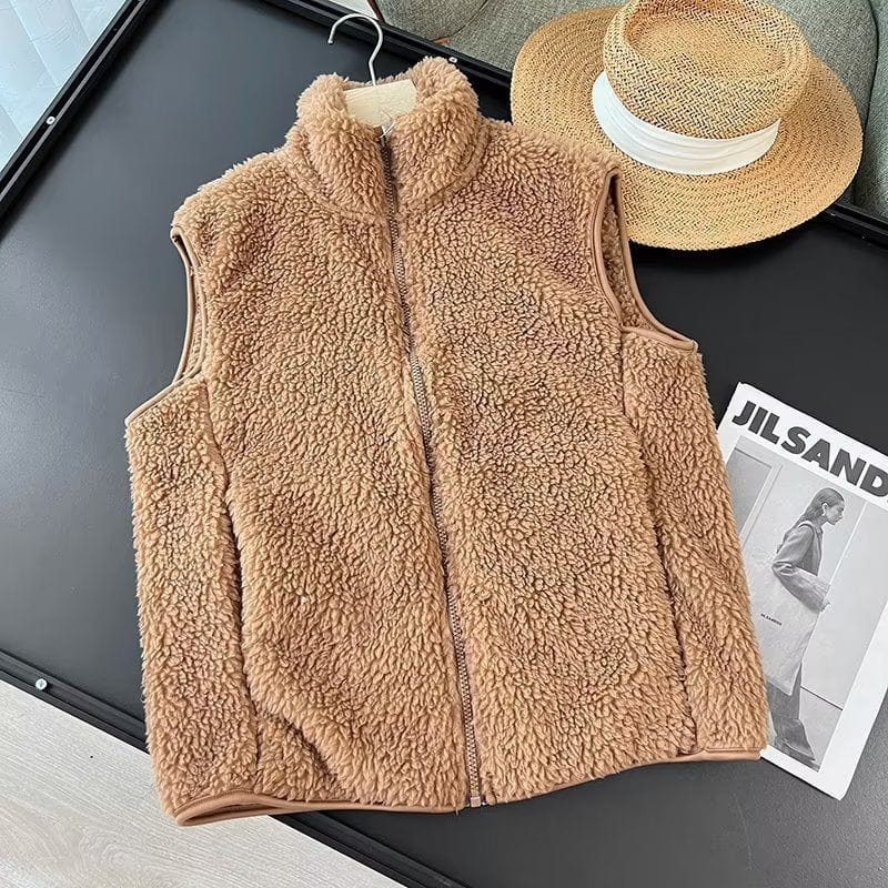 Lavinque Vests Camel / S Gilet sans manches en fausse fourrure | Doux et chaleureux | Style cosy et tendance