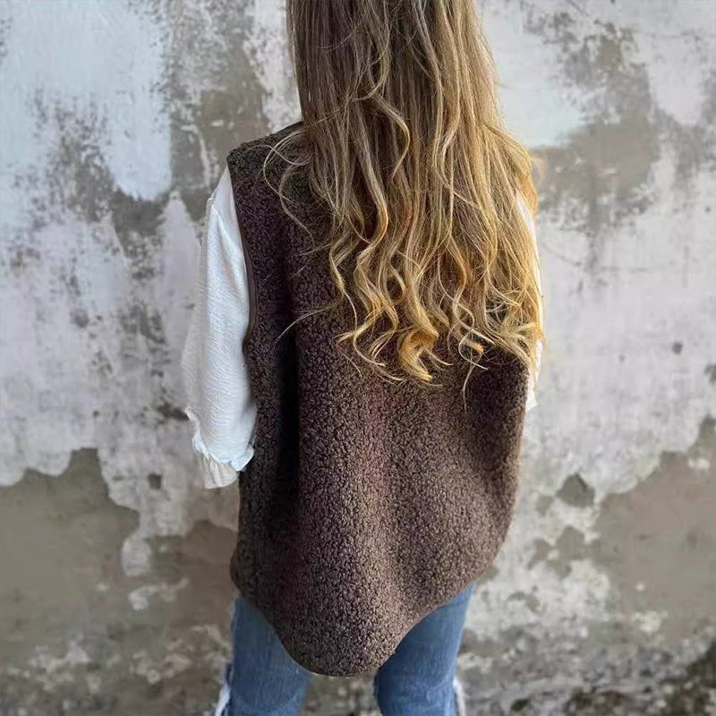 Lavinque Vests Gilet Sans Manches en Mouton Synthétique | Marron Chocolat | Douillet et Décontracté