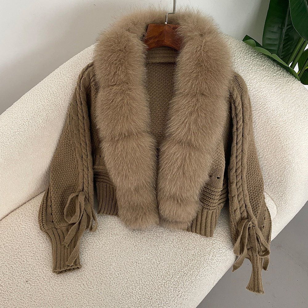 Lavinque Vests Marron / S Gilet Tricoté avec Col en Fausse Fourrure | Élégance & Chaleur | Féminin et Raffiné