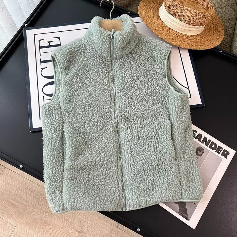 Lavinque Vests Vert émeraude / S Gilet sans manches en fausse fourrure | Doux et chaleureux | Style cosy et tendance