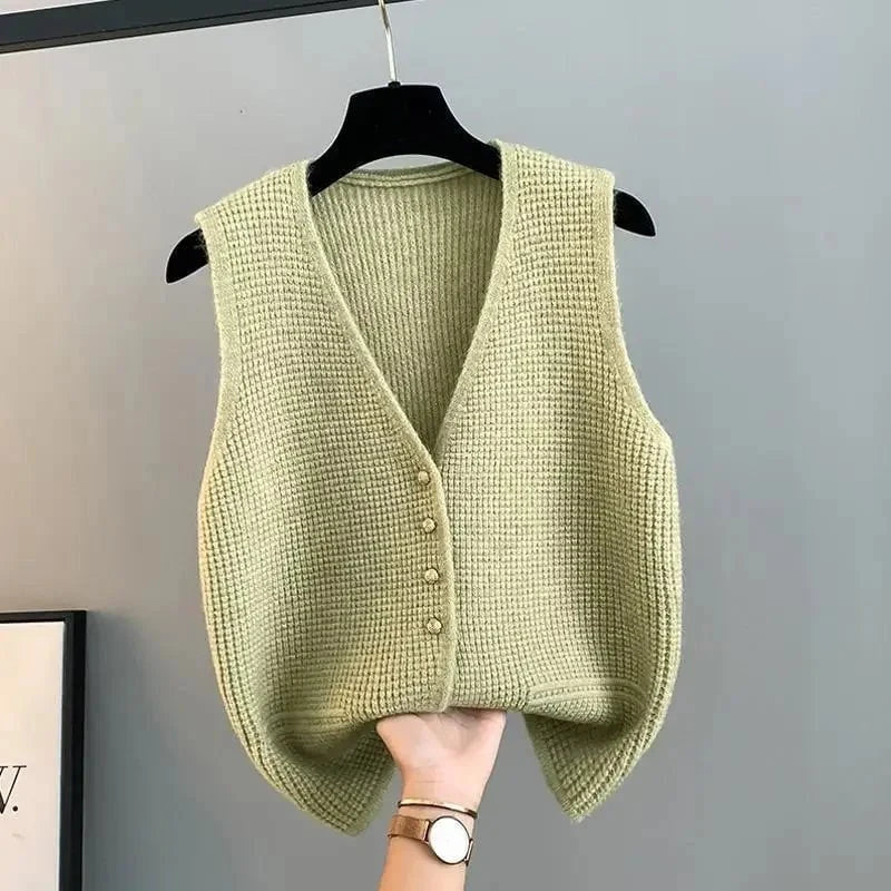 Lavinque Vests Vert / S Gilet Sans Manches | Boutons Élégants | Style Minimaliste et Chic
