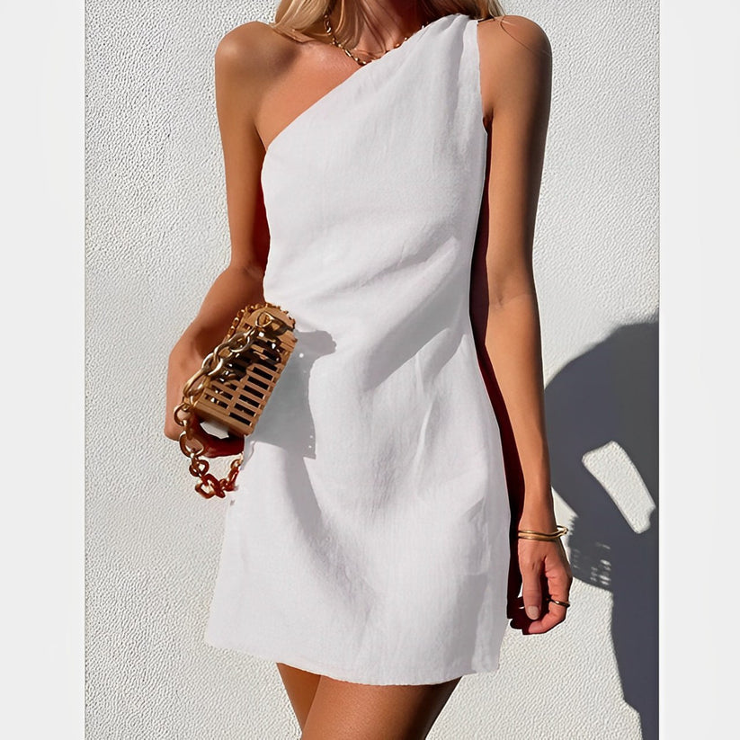 Robe Courte Asymétrique en Lin