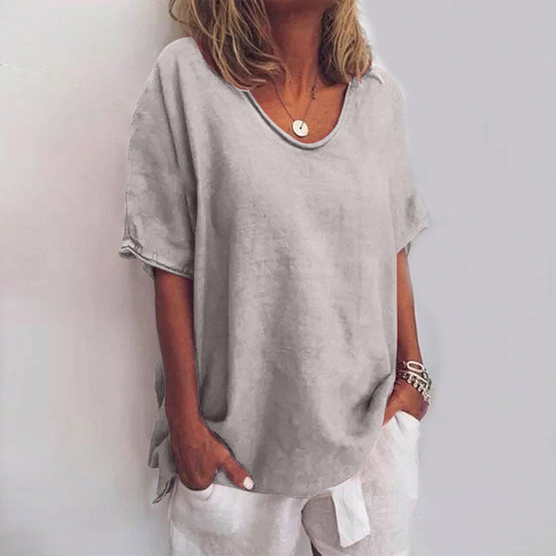 T-shirt ample en lin | Col rond | Légèreté et confort