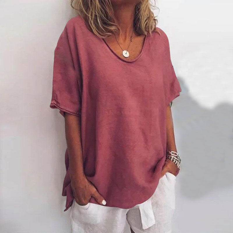 T-shirt ample en lin | Col rond | Légèreté et confort